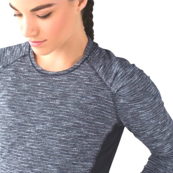 Lululemon Think Fast Long Sleeve Top Coco Pique Black/Black Fitted Running Sz 8 - Picture 3 of 12